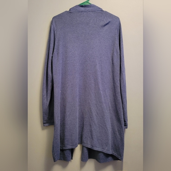 J.Jill Blue Long Open Front Cardigan Sweater Women’s Medium Soft Cozy Layer - Picture 3 of 5